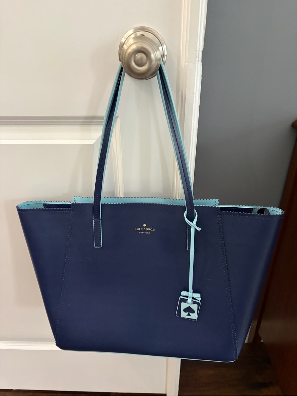 kate spade Navy and Light Blue Two-Tone Leather Tote